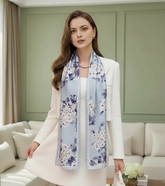 180x90 Seidenschal 180x90 blau weiss klassisch N334